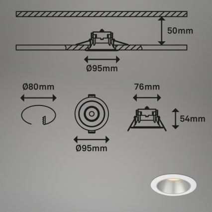 Briloner 7041-036 - К-кт 3x LED Лампа за вграждане в баня LED/4,9W/230V IP44 бял