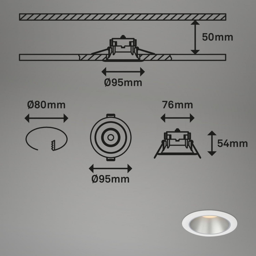 Briloner 7041-036 - К-кт 3x LED Лампа за вграждане в баня LED/4,9W/230V IP44 бял