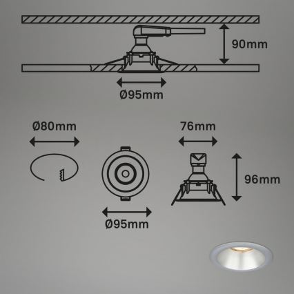 Briloner 7042-034 - К-кт 3x Лампа за вграждане в баня 1xGU10/9W/230V IP23 сребрист
