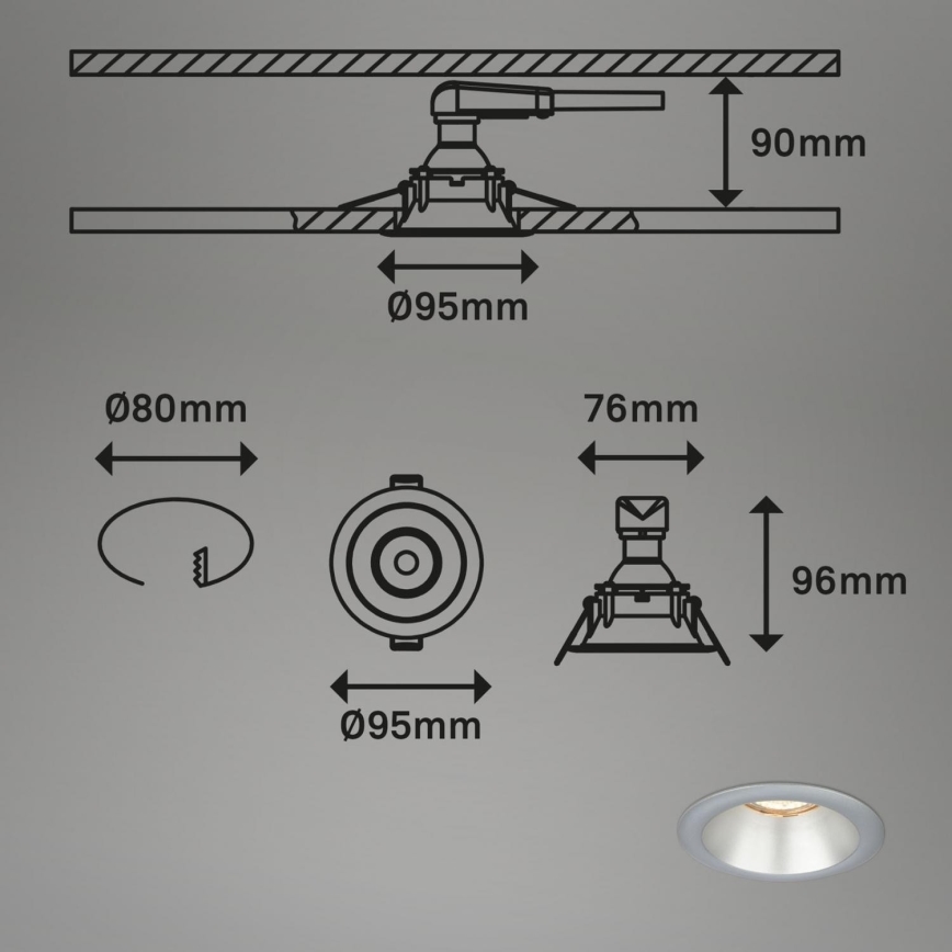Briloner 7042-034 - К-кт 3x Лампа за вграждане в баня 1xGU10/9W/230V IP23 сребрист