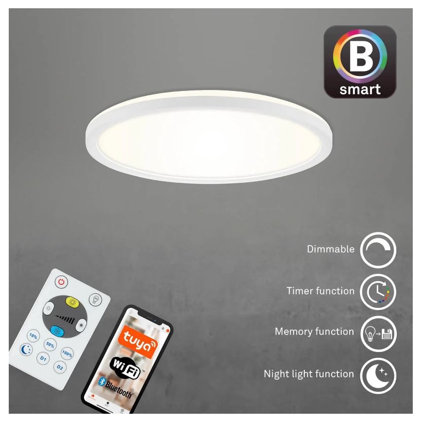Briloner 7058-016 - LED Димируема лампа SLIM LED/18W/230V 2700-6500K Wi-Fi Tuya + дистанционно управление