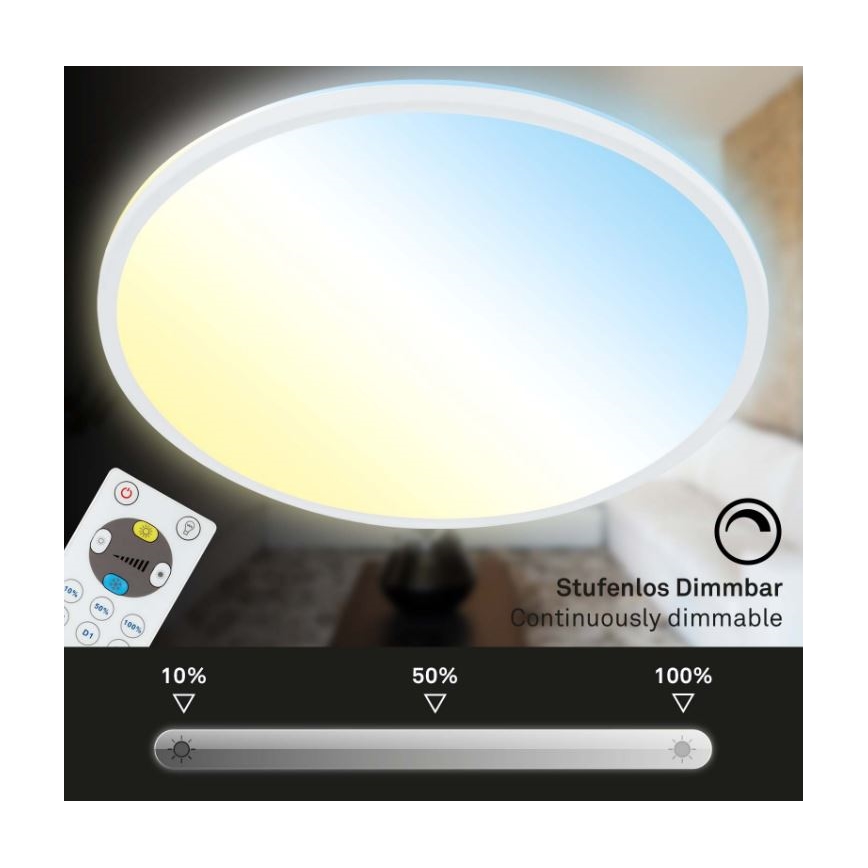 Briloner 7079-016 - LED Димируем плафон SLIM LED/18W/230V 2700-6500K + дистанционно управление