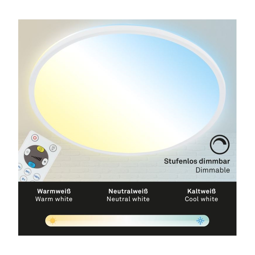 Briloner 7079-016 - LED Димируем плафон SLIM LED/18W/230V 2700-6500K + дистанционно управление