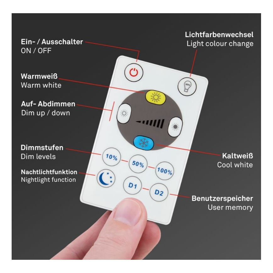 Briloner 7082-016 - LED Димируем плафон SLIM LED/22W/230V 2700-6500K + дистанционно управление