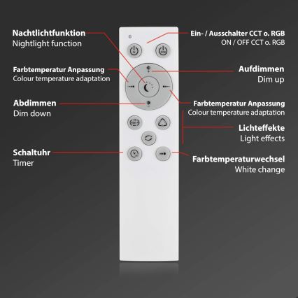 Briloner 7087-016 - LED RGBW Димируема лампа SMART LED/24W/230V 3000-6500K Wi-Fi Tuya + дистанционно управление