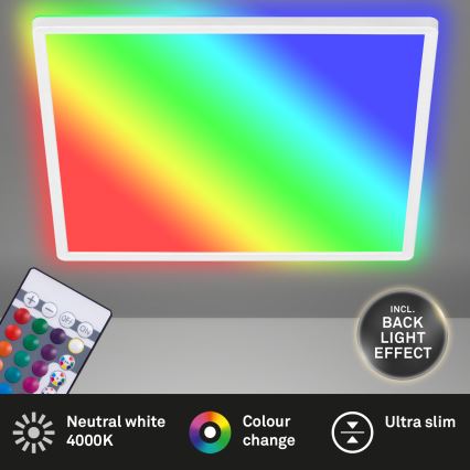 Briloner 7090-416 - LED RGBW Димируем плафон SLIM LED/15W/230V + дистанционно управление