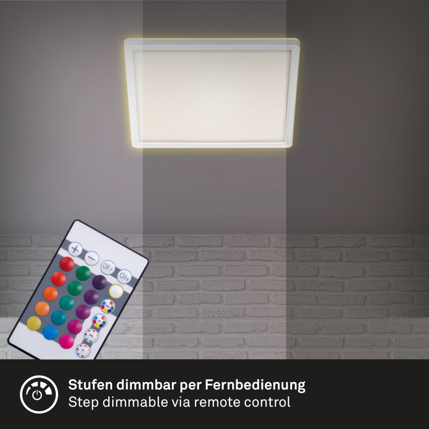Briloner 7090-416 - LED RGBW Димируем плафон SLIM LED/15W/230V + дистанционно управление