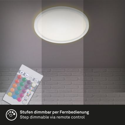 Briloner 7092-416 - RGBW Димируем плафон SLIM LED/15W/230V + дистанционно управление