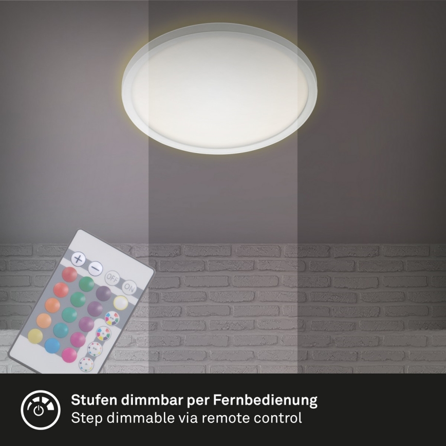 Briloner 7092-416 - RGBW Димируем плафон SLIM LED/15W/230V + дистанционно управление