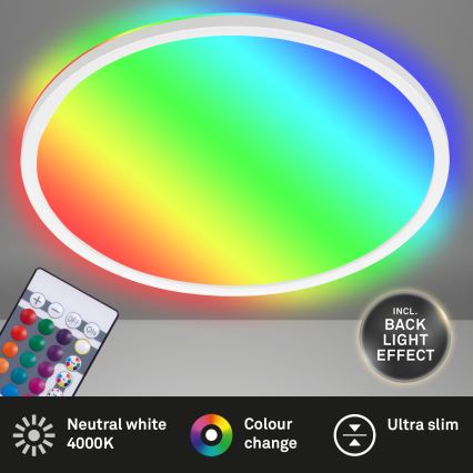 Briloner 7092-416 - RGBW Димируем плафон SLIM LED/15W/230V + дистанционно управление