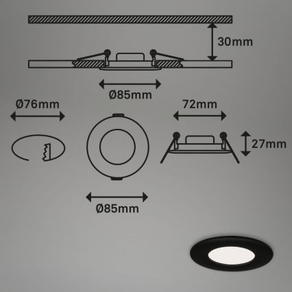 Briloner 7113-415 - LED Лампа за вграждане в баня FLAT LED/5W/230V IP44