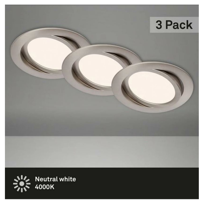 Briloner 7116-432 - К-кт 3x LED Лампа за вграждане в баня FLAT IN LED/9W/230V IP23