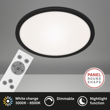 Briloner 7168-015 - LED Димируем плафон PIATTO LED/22W/230V 3000-6500K Ø 40 см черен + дистанционно управление