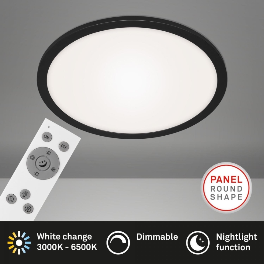 Briloner 7168-015 - LED Димируем плафон PIATTO LED/22W/230V 3000-6500K Ø 40 см черен + дистанционно управление