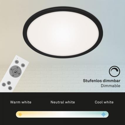 Briloner 7168-015 - LED Димируем плафон PIATTO LED/22W/230V 3000-6500K Ø 40 см черен + дистанционно управление
