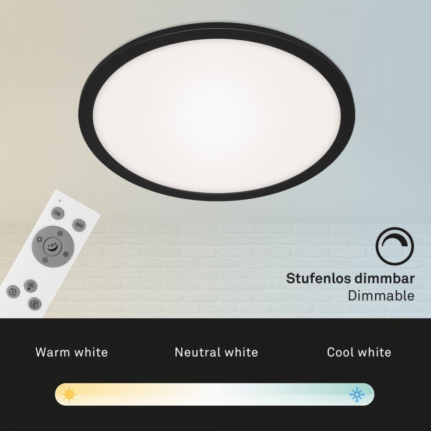 Briloner 7168-015 - LED Димируем плафон PIATTO LED/22W/230V 3000-6500K Ø 40 см черен + дистанционно управление