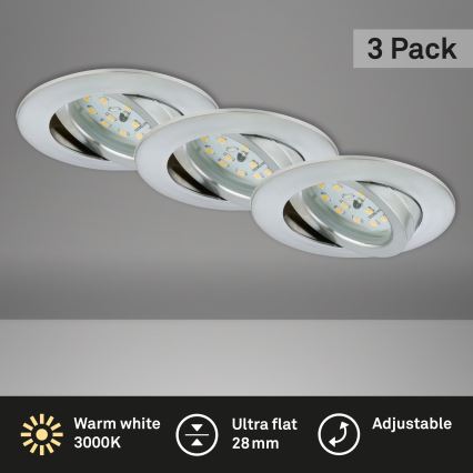 Briloner 7209-039 - КОМПЛЕКТ 3x LED вградено осветително тяло за баня ATTACH LED/5W/230V IP23 матов хром