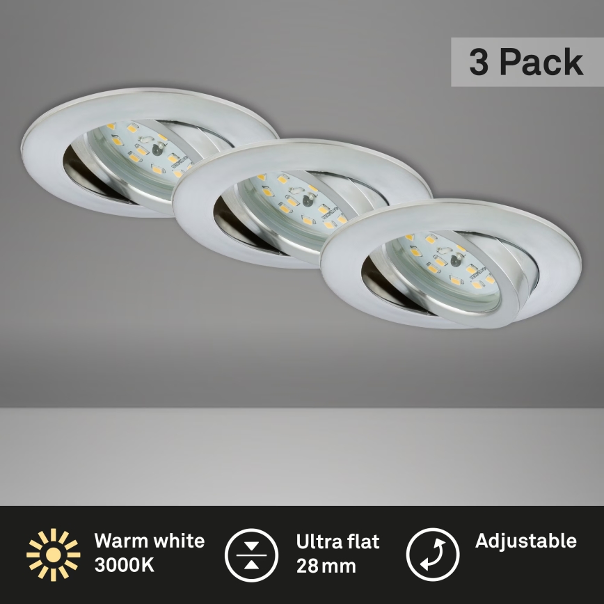 Briloner 7209-039 - КОМПЛЕКТ 3x LED вградено осветително тяло за баня ATTACH LED/5W/230V IP23 матов хром