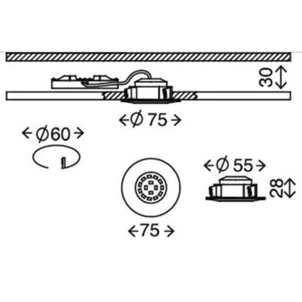 Briloner 7231-031- К-кт 3x LED Димируема лампа за вграждане в баня LED/5,5W/230V IP44