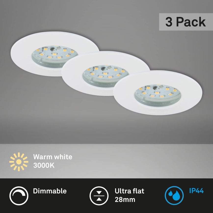 Briloner 7231-036 - К-кт 3x LED Димируема лампа за вграждане в баня LED/5,5W/230V IP44
