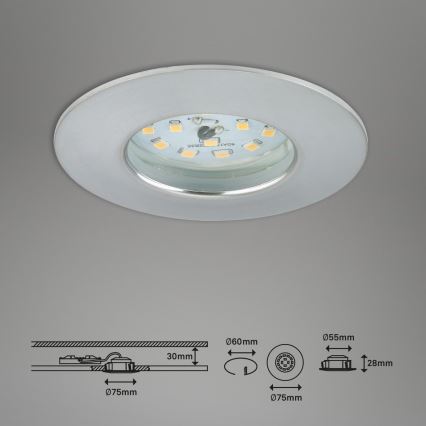 Briloner 7231-039 - Комплект от 3 димируеми LED вградени осветителни тела за баня LED/5,5W/230V IP44 матов хром