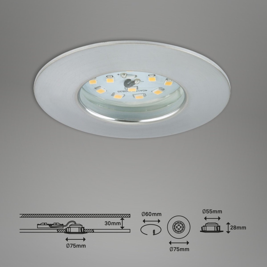 Briloner 7231-039 - Комплект от 3 димируеми LED вградени осветителни тела за баня LED/5,5W/230V IP44 матов хром