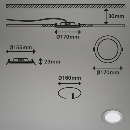 Briloner 7286-012 - LED Лампа за вграждане в баня LED/12W/230V IP44