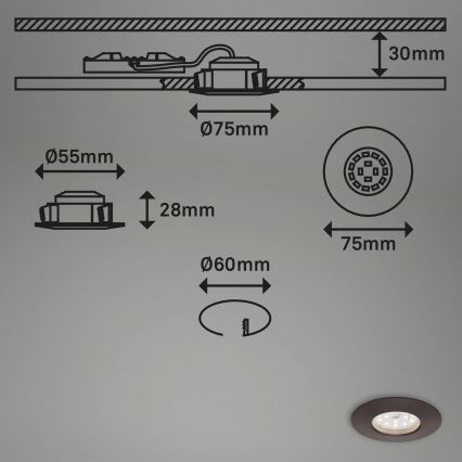 Briloner 7295-031 - К-кт 3x LED Димируема лампа за вграждане в баня ATTACH LED/6,5W/230V IP44