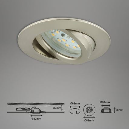 Briloner 7296-012 - LED Димируема лампа за вграждане в баня ATTACH LED/6,5W/230V IP23 матов хром