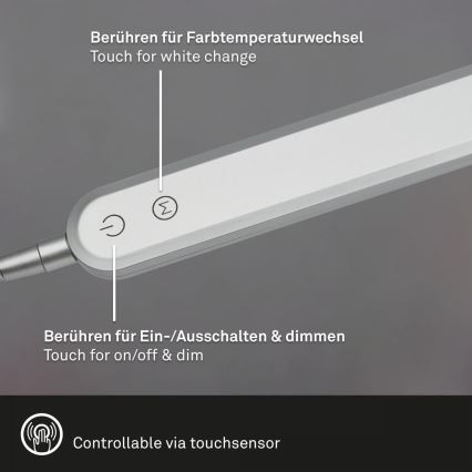 Briloner 7389-014 - LED Димируем докосване flexible настолна лампа SERVO LED/8W/230V 3000/4000/6500K