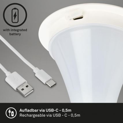Briloner 7420016 - LED Димируема акумулаторна сензорна екстериорен настолна лампа LED/4W/5V IP44 3000K бял