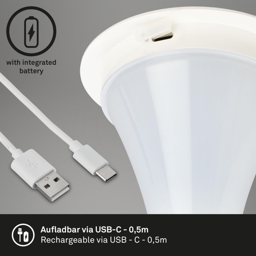 Briloner 7420016 - LED Димируема акумулаторна сензорна екстериорен настолна лампа LED/4W/5V IP44 3000K бял