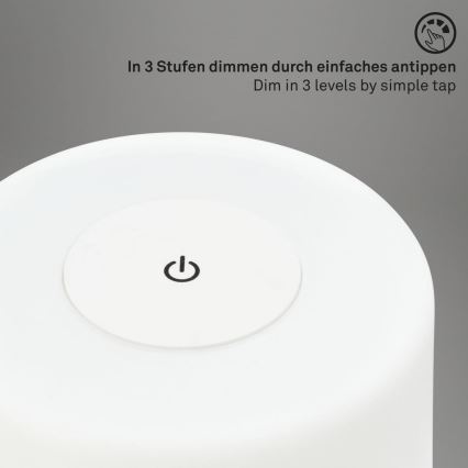 Briloner 7420016 - LED Димируема акумулаторна сензорна екстериорен настолна лампа LED/4W/5V IP44 3000K бял