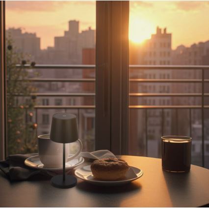 Briloner 7423015 - LED регулируема презареждаема външна настолна лампа LED/2,6W/5V IP44 2000 mAh черна