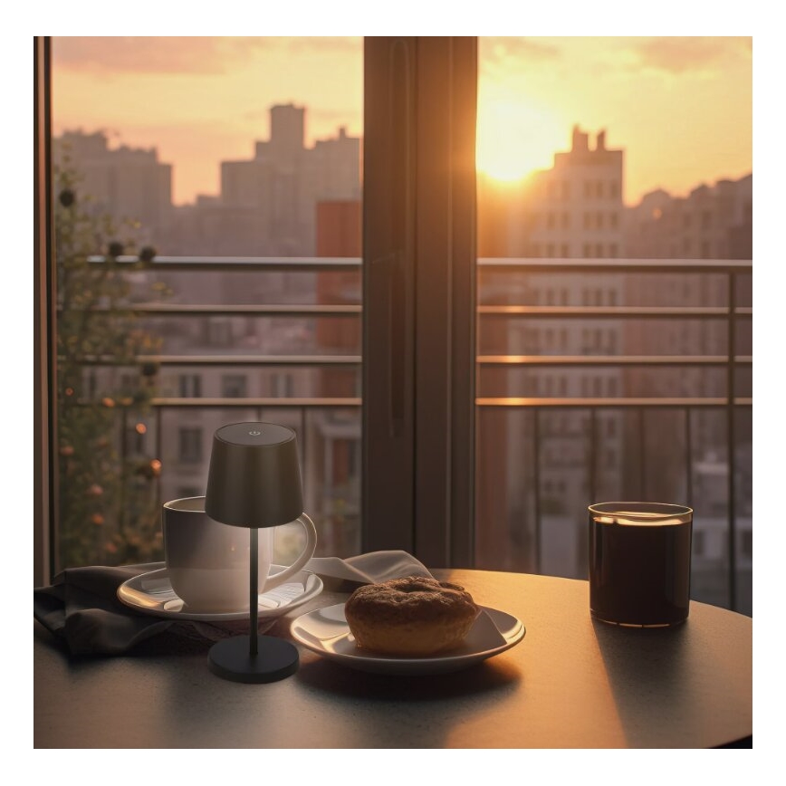 Briloner 7423015 - LED регулируема презареждаема външна настолна лампа LED/2,6W/5V IP44 2000 mAh черна