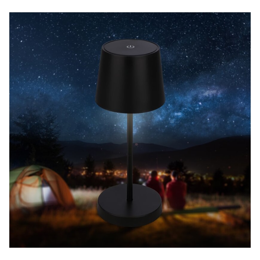 Briloner 7423015 - LED регулируема презареждаема външна настолна лампа LED/2,6W/5V IP44 2000 mAh черна