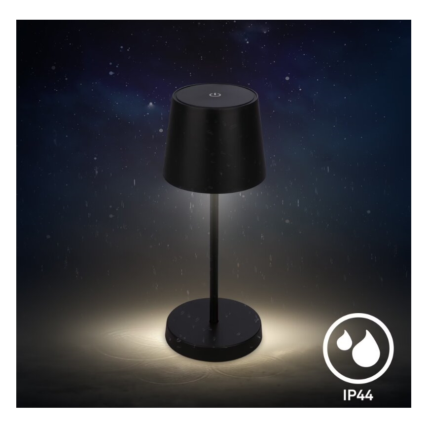 Briloner 7423015 - LED регулируема презареждаема външна настолна лампа LED/2,6W/5V IP44 2000 mAh черна