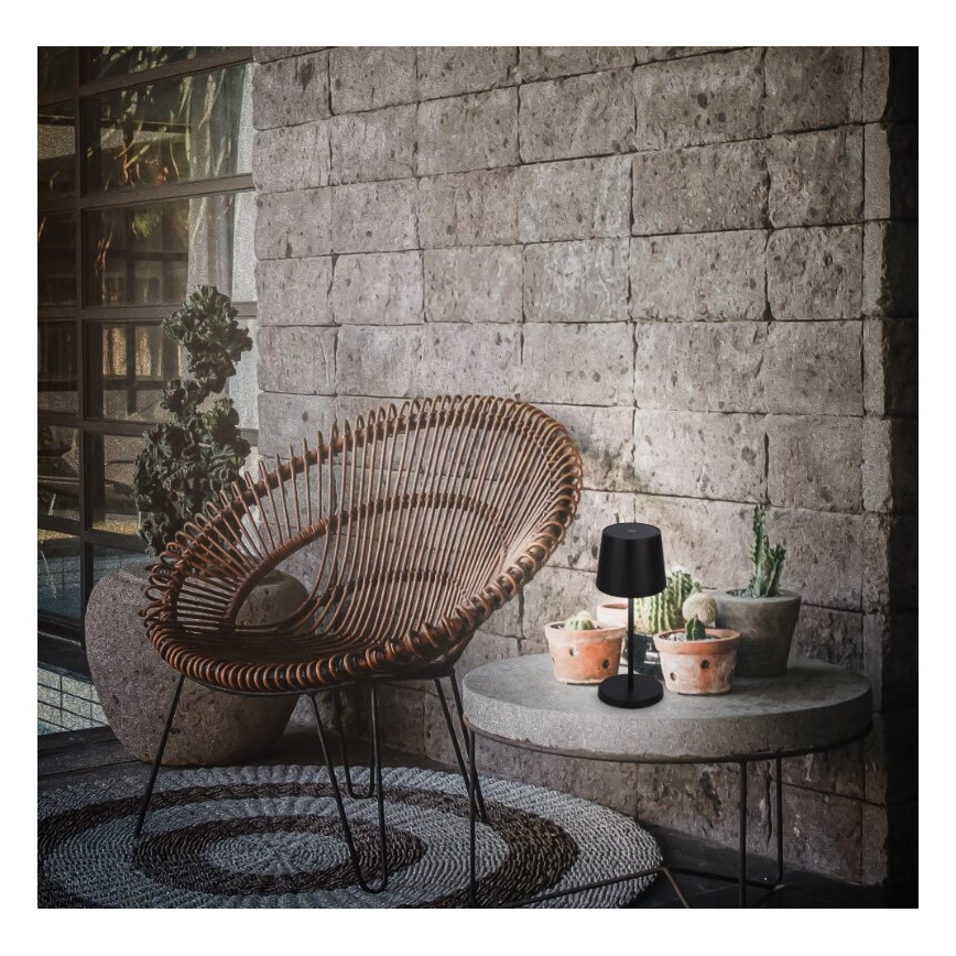 Briloner 7423015 - LED регулируема презареждаема външна настолна лампа LED/2,6W/5V IP44 2000 mAh черна