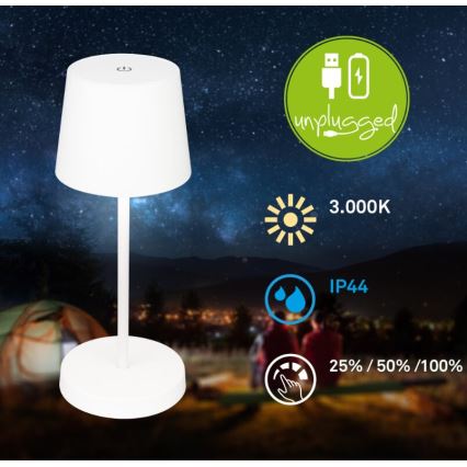 Briloner 7423016 - LED Димируем акумулаторен екстериорен настолна лампа LED/2,6W/5V IP44 бял
