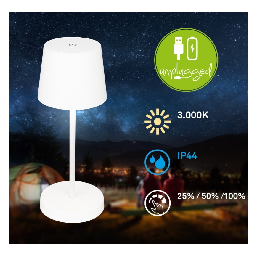 Briloner 7423016 - LED Димируем акумулаторен екстериорен настолна лампа LED/2,6W/5V IP44 бял