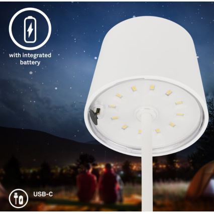 Briloner 7423016 - LED Димируем акумулаторен екстериорен настолна лампа LED/2,6W/5V IP44 бял