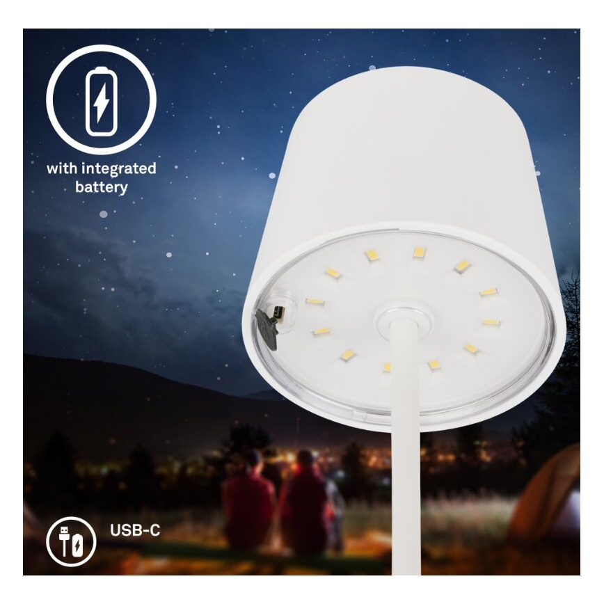 Briloner 7423016 - LED Димируем акумулаторен екстериорен настолна лампа LED/2,6W/5V IP44 бял