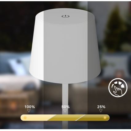 Briloner 7423016 - LED Димируем акумулаторен екстериорен настолна лампа LED/2,6W/5V IP44 бял
