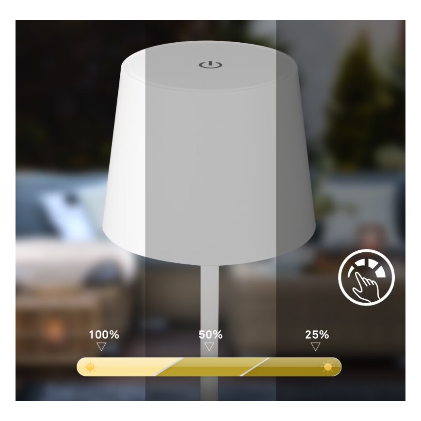 Briloner 7423016 - LED Димируем акумулаторен екстериорен настолна лампа LED/2,6W/5V IP44 бял