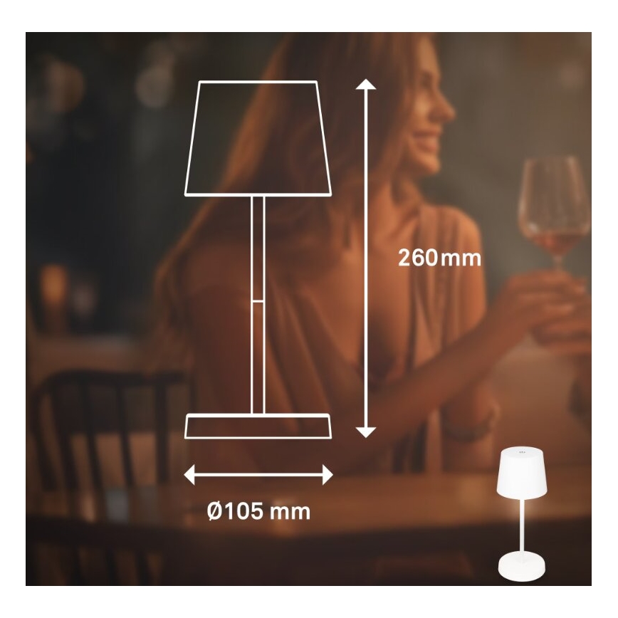 Briloner 7423016 - LED Димируем акумулаторен екстериорен настолна лампа LED/2,6W/5V IP44 бял
