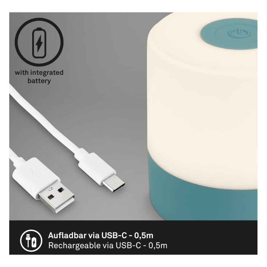 Briloner 7461010 - LED регулируема презареждаема външна настолна лампа LED/2W/5V IP44 1200 mAh синя