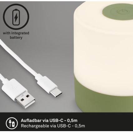 Briloner 7461019 - LED Димируем акумулаторен екстериорен настолна лампа LED/2W/5V IP44 зелен