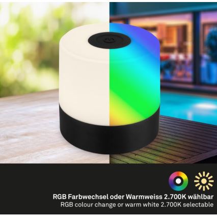 Briloner 7462015 - LED RGB Акумулаторен екстериорен настолна лампа LED/1,5W/5V IP44 черен