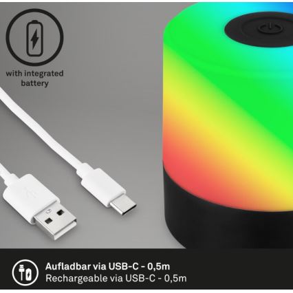 Briloner 7462015 - LED RGB Акумулаторен екстериорен настолна лампа LED/1,5W/5V IP44 черен
