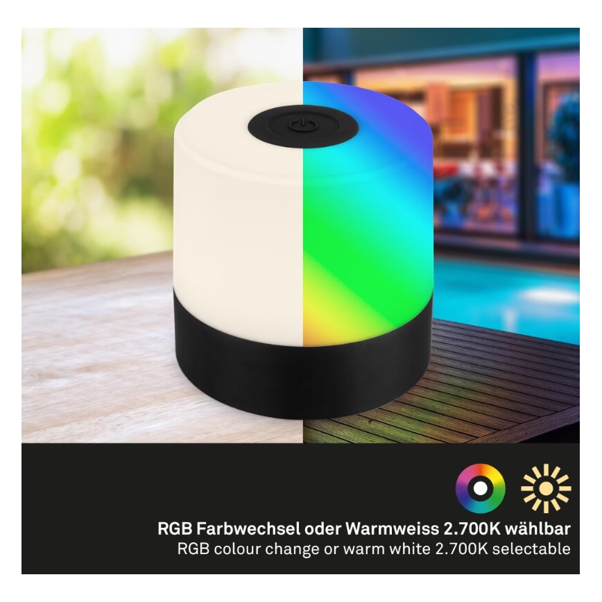 Briloner 7462015 - LED RGB Презареждаема външна настолна лампа LED/1,5W/5V IP44 1200 mAh черна